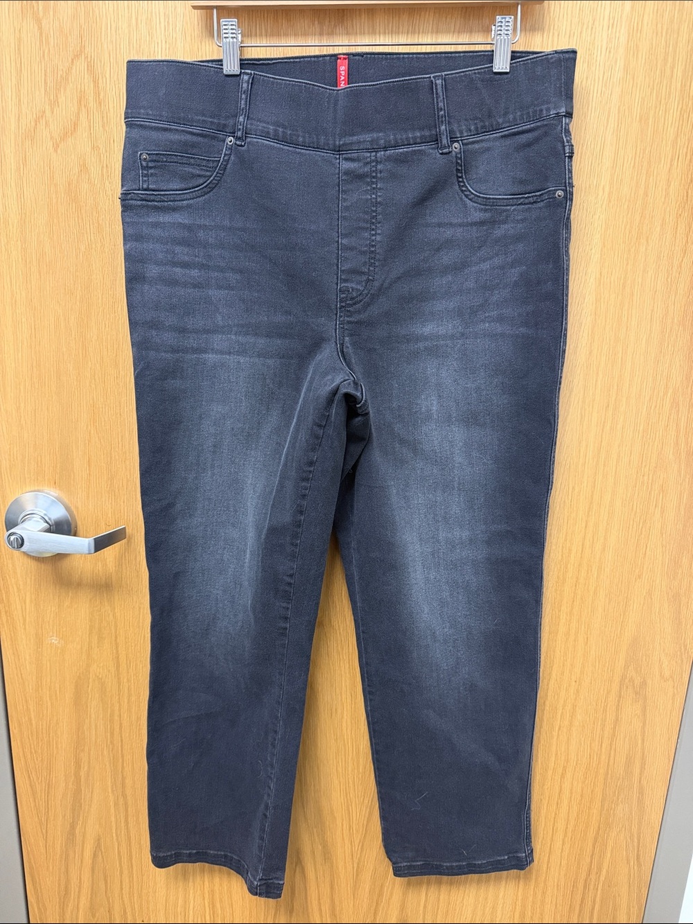 SPANX Washed Black Cropped Ankle Shapewear Straight Leg Jeans Plus Size 1X